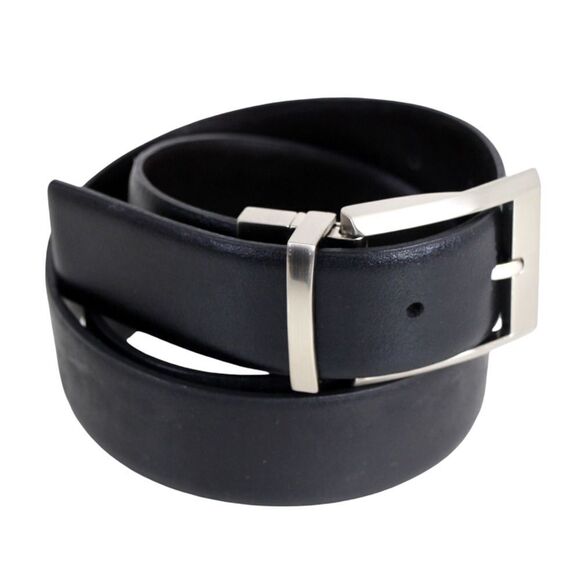 Calvin Klein BLACK BROWN REAL LEATHER 1 1/4"Wd REVERS CASUAL DRESS BELT 34 (t23 - Picture 7 of 16